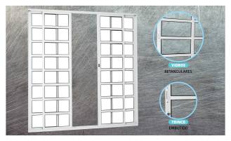 Porta balcão quadriculada 4 folhas - L25 - nas cores branca, brilhante e preta