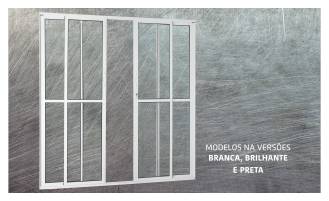 Porta balcão vitrô 4 folhas móveis - L25 - nas cores branca, brilhante e preta